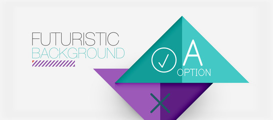 Abstract background, geometric business multicolored paper infographic - triangle frames for text, icons or graphics on light background with copyspace. Vector Illustration For Wallpaper, Banner