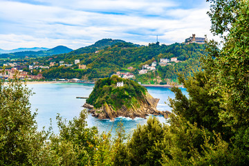 Sticker - Santa Clara Island in San Sebastian, Biscay Bay, Basque Country, Spain