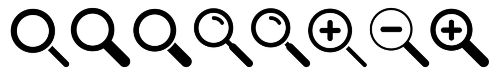 Wall Mural - magnifying glass icon black | magnifier illustration | zoom symbol | loupe logo | view search magnif