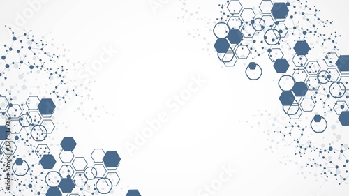 Fotografía Science network pattern, connecting lines and dots