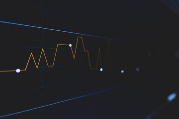 Stock market trading graph and candlestick chart on screen for businese financial investment concept. Economy trends background. Abstract finance and invest background.