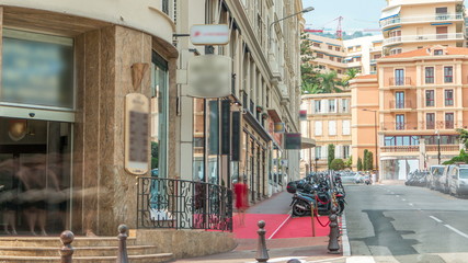 Wall Mural - Beautiful old architecture style of residential buildings in the old city center timelapse in Monte Carlo in Monaco