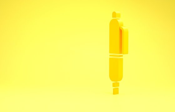 Yellow Pen icon isolated on yellow background. Minimalism concept. 3d illustration 3D render