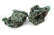 Raw malachite stones isolated on white. Cu2CO3(OH)2