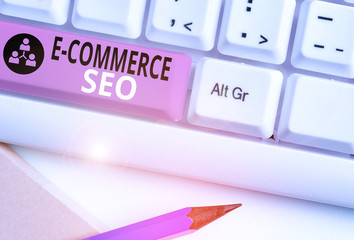 Fototapete - Word writing text E Commerce Seo. Business photo showcasing making your online store more visible in the search engine