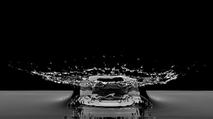 Wall Mural - slow motion close up water liquid droplet collision concept idea. with alpha. 3d animation 4k.