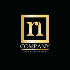 Wall Mural - R N initial luxury golden logo in rectangle 