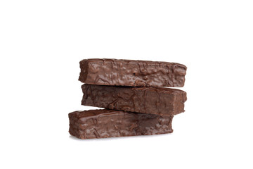 Wall Mural - stack of chocolate bar cakes on white