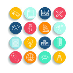 Fototapete - Education set icon template color editable. academic school pack symbol vector sign isolated on white background. Education Plan icons vector illustration for graphic and web design.