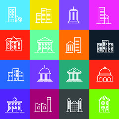 Aufkleber - Building set icon symbol template color editable. Government buildings pack logo vector illustration for graphic and web design collection