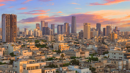 Fototapete - Tel Aviv the White City: Cityscape under a Beautiful Sky