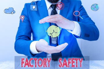 Poster - Handwriting text writing Factory Safety. Conceptual photo minimize risk of worker injury while doing production tasks
