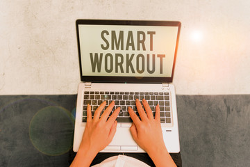 Poster - Writing note showing Smart Workout. Business concept for set a goal that maps out exactly what need to do in being fit