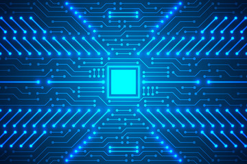 Canvas Print - Microchip Technology Background, blue digital circuit board pattern