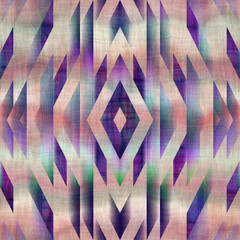 Seamless purple and peach ombre fade painterly watercolor wash boho tribal ethnic kilim pattern graphic design. Seamless repeat raster jpg pattern swatch.