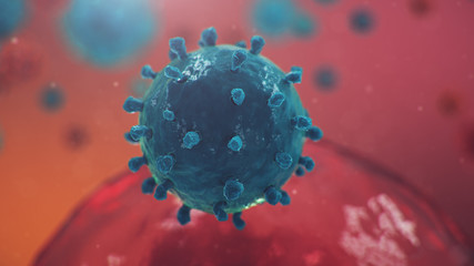 Wall Mural - outbreak of coronavirus, flu virus and 2019-ncov. human cells, the virus infects cells. covid-19 und