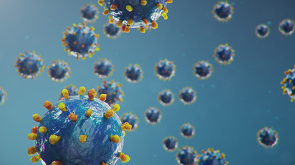 Wall Mural - 3d illustration coronavirus concept under the microscope. spread of the virus within the human. epid