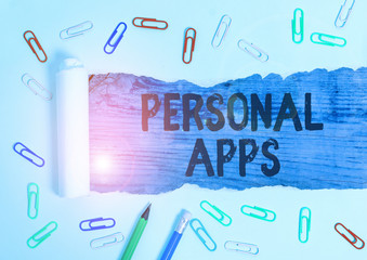Poster - Writing note showing Personal Apps. Business concept for App for secure password less validation to online services