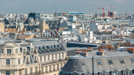 Poster - Cityscape view on the beautiful buildings timelapse from gallery lafayette terrace in Paris