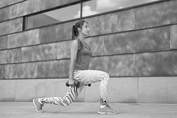 Wall Mural - Fitness young girl doing exercises