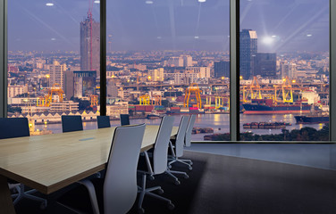 Poster - Business Smart Logistics concept,Global business connection technology interface global partner connection of Container Cargo freight ship for Logistic Import Export mangement in meeting room.