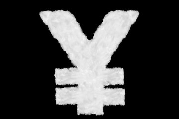 Wall Mural - Japan yen currency sign element made of clouds on black background ready for mask or blending modes