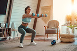 Woman doing exercises at home.