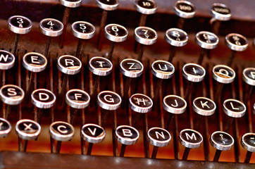 Fototapete - Close-up of antique typewriter keyboard. Low depth of field.