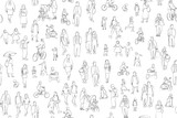 Fototapeta  - Crowd of people vector illustration . Group of male and female adult and children on white background