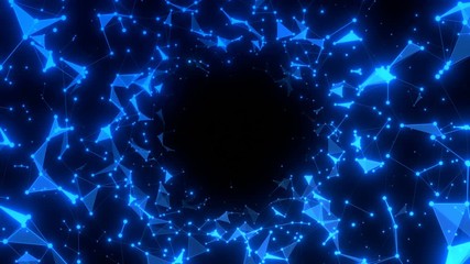 Wall Mural - tunnel blue digital data network video