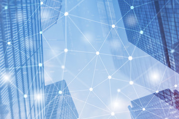 Wall Mural - futuristic cyber network. smart city concept. abstract line connection