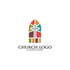 Wall Mural - Church Logo template, Christian symbols. The Cross of Jesus, vector Illustration