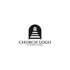 Wall Mural - Church Logo template, Christian symbols. The Cross of Jesus,with cave, vector Illustration