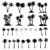 Fototapeta Konie - Palm trees icons set