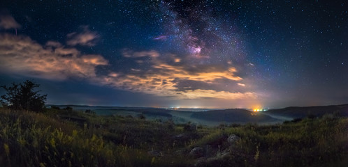 starry panorama in the mountains