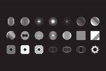 Wall Mural - universal geometric shapes set. design forms on black background