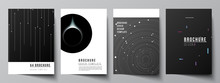 Vector Layout Of A4 Format Cover Mockups Design Templates For Brochure, Flyer Layout, Booklet, Cover Design, Book Design, Brochure Cover. Tech Science Future Background, Space Astronomy Concept.