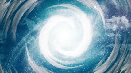 Tunnel in clouds leads to the galaxy