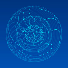 Poster - abstract blue 3d sphere made of points. futuristic technology style. sphere particles. plexus effect