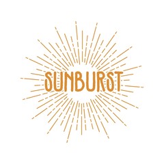 Wall Mural - vintage sunbursts gold style, isolated on white background for logo, tag, stamp, tshirt, banner, emb