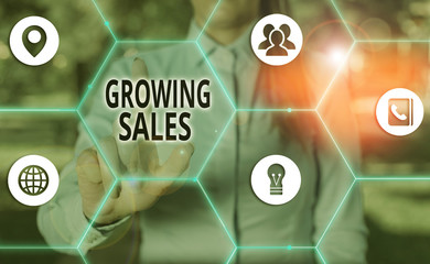 Poster - Handwriting text Growing Sales. Conceptual photo Average sales volume of a company products has grown