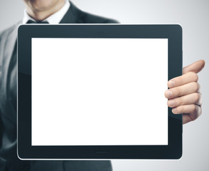 Poster - Businessman holding digital touch pad