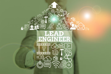 Poster - Conceptual hand writing showing Lead Engineer. Concept meaning control his team and manage phases of the project in hand