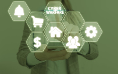 Poster - Text sign showing Cyber Warfare. Business photo text activity of using the internet to attack a country computers