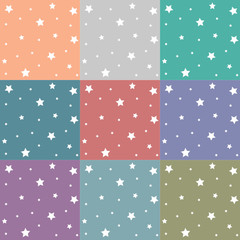 Wall Mural - Set of background patterns. Colorful vector stars patterns.