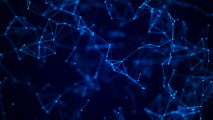 Aufkleber - Network connection dots and lines. Technology background. Plexus. Big data background. 3d rendering.