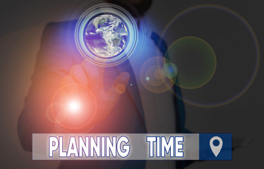 Fototapete - Word writing text Planning Time. Business photo showcasing Exercising mindful control of time spent on specific activity Elements of this image furnished by NASA