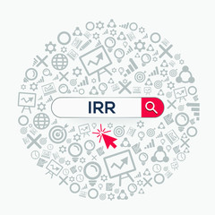 IRR mean (internal rate of return) Word written in search bar ,Vector illustration.