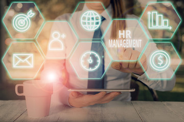 Poster - Word writing text Hr Management. Business photo showcasing strategic approach to the effective management of showing