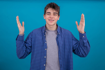 Poster - teenager or student isolated on color background